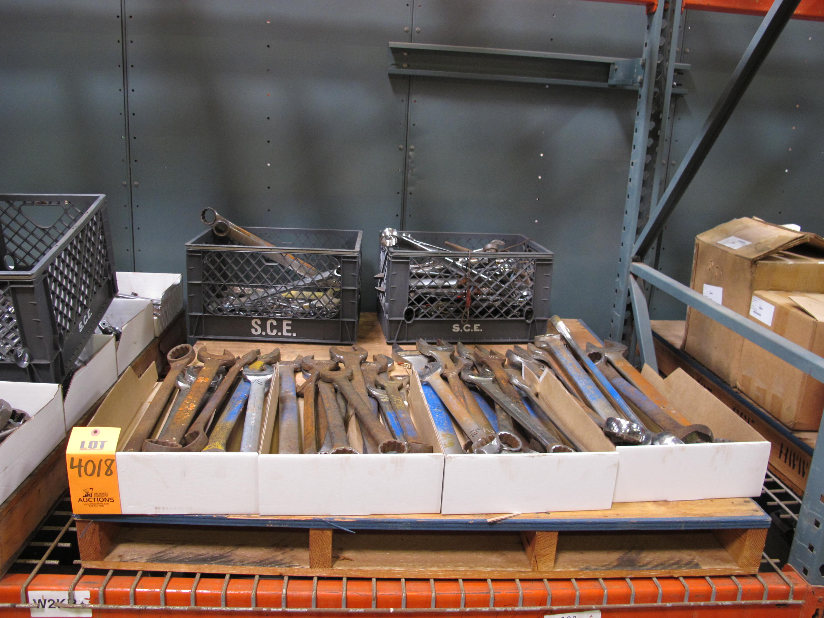 (4 BOXES, 2 CRATES) MISC. LARGE WILLIAMS OPEN END/BOX END WRENCHES. LOADING & HANDLING FEE $15-4018